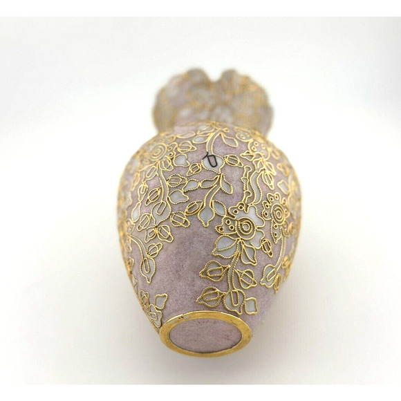 LOVELY - VTG Cloisonne Enamel Pink & Gold Flowers Vase 5 1/4in tall Twisted Wire - Picture 5 of 10